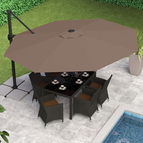 CorLiving Collapsible 11.5 ft. Deluxe Patio Umbrella - Sandy Brown