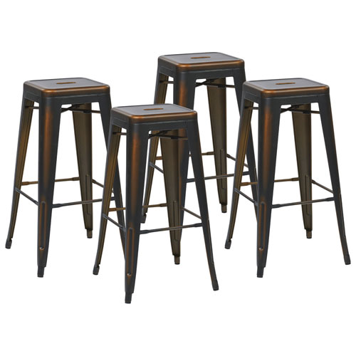 Tabouret de bar contemporain Bristow - Ensemble de 4 - Cuivre antique