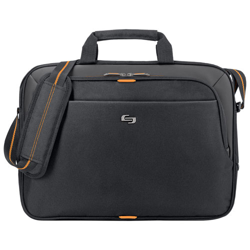Solo 15.6" Laptop Slim Briefcase - Black/Orange