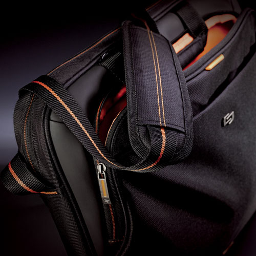 Solo 15.6" Laptop Slim Briefcase - Black/Orange