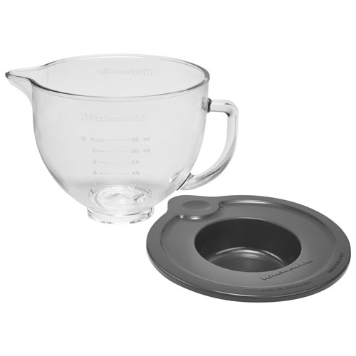 Bol en verre de 5 pte avec couvercle pour batteur sur socle de KitchenAid - Blanc