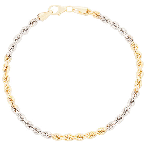 Bracelet classique maille corde plaqué or jaune et blanc 10 ct de Le Reve