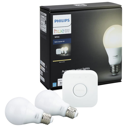 Trousse de démarrage avec ampoules DEL connectées HUE A19 de Philips - Blanc