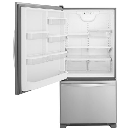 Whirlpool 30" 18.7 Cu. Ft. Bottom Freezer Refrigerator with LED Lighting - Stainless Steel