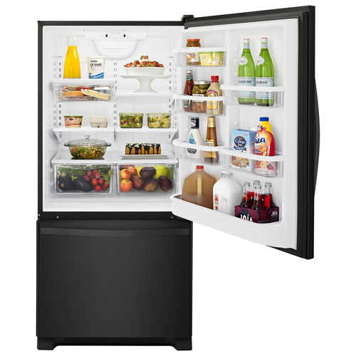 Whirlpool 33" 21.9 Cu. Ft. Bottom Freezer Refrigerator with LED Lighting (WRB322DMBB) - Black-on-Black