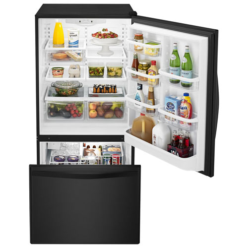 Whirlpool 33" 21.9 Cu. Ft. Bottom Freezer Refrigerator with LED Lighting (WRB322DMBB) - Black-on-Black