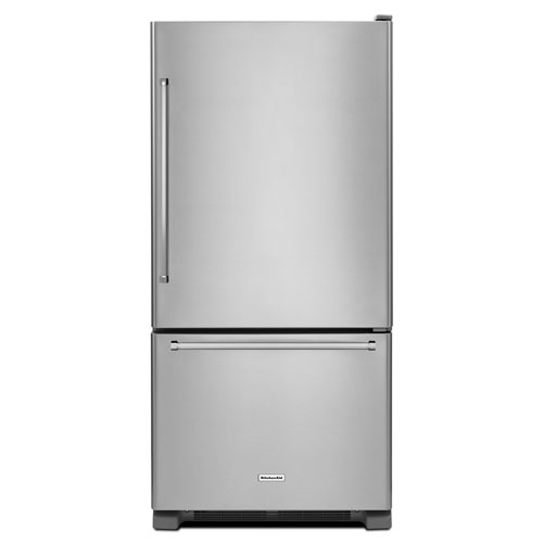 Réfrigérateur à congélateur en bas avec éclairage DEL 22,1 pi3 33 po KitchenAid - Inox