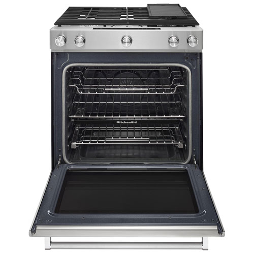 KitchenAid 30" 7.1 Cu. Ft. True Convection 5-Burner Slide-In Dual Fuel Range (YKSDB900ESS) - Stainless