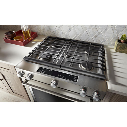 KitchenAid 30" 7.1 Cu. Ft. True Convection 5-Burner Slide-In Dual Fuel Range (YKSDB900ESS) - Stainless