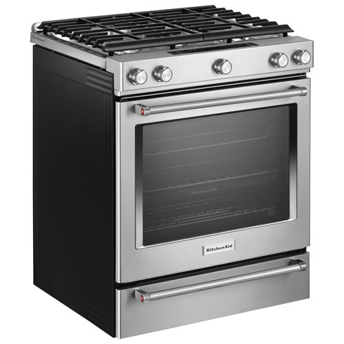 KitchenAid 30" 6.5 Cu. Ft. True Convection 5-Burner Slide-In Gas Range - Stainless Steel