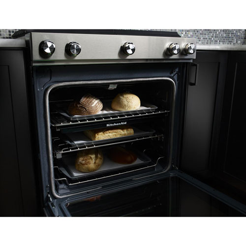 KitchenAid 30" 6.5 Cu. Ft. True Convection 5-Burner Slide-In Gas Range - Stainless Steel
