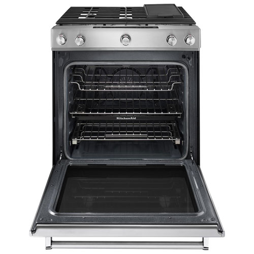 KitchenAid 30" 6.5 Cu. Ft. True Convection 5-Burner Slide-In Gas Range - Stainless Steel