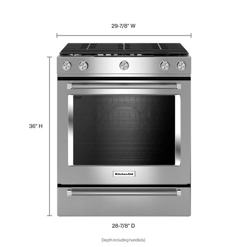 KitchenAid 30" 5.8 Cu. Ft. True Convection 5-Burner Slide-In Gas Range (KSGG700ESS) - Stainless Steel