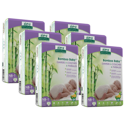 Aleva Naturals Bamboo Baby Diapers - Size 1 - 192 Pack