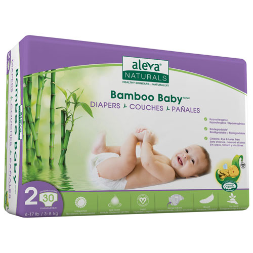 Couches pour bébé en bambou d'Aleva Naturals - Taille 2 - Paquet de 30