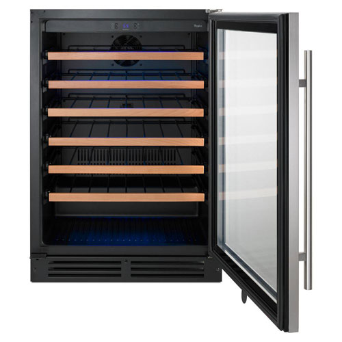 Whirlpool 51-Bottle Wine Cooler (WUW35X24DS) - Black-on-Stainless