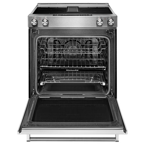 KitchenAid 30" 6.4 Cu. Ft. True Convection Slide-In Electric Downdraft Range (KSEG950ESS) - Stainless