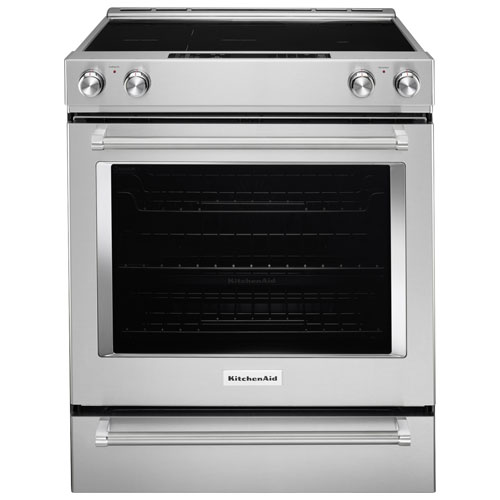 KitchenAid 30" 7.1 Cu. Ft. True Convection 5-Element Slide-In Electric Range (YKSEB900ESS) - Stainless