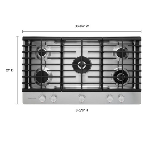 KitchenAid 36" 5-Burner Gas Cooktop - Stainless Steel