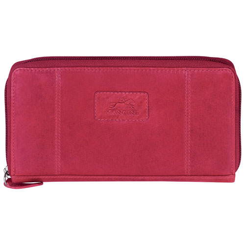 Pochette portefeuille en cuir avec fermeture à glissière Casablanca de Mancini - Rouge