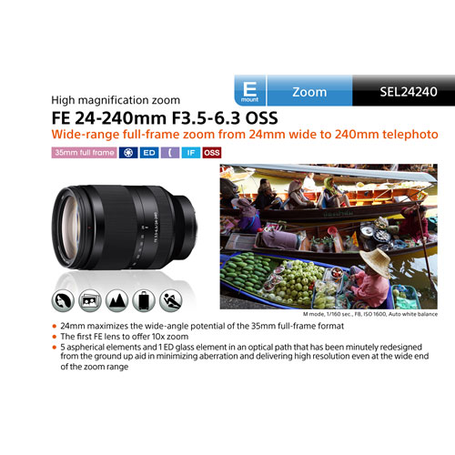 Sony E-Mount Full-Frame FE 24-240mm f/3.5-6.3 OSS Wide Telephoto