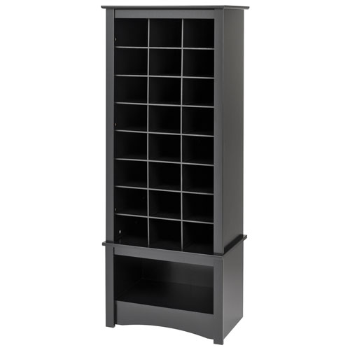 24-Cubby Shoe Storage Cabinet - Black