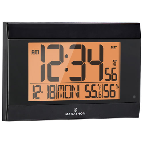 Marathon Atomic Digital Wall Clock With Temperature Humidity