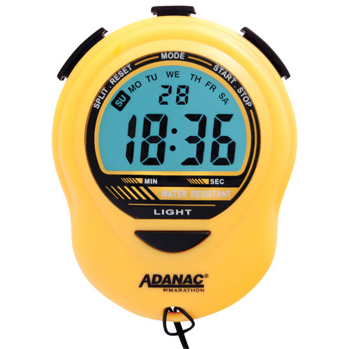 Marathon Precision Glow Digital Stopwatch - Yellow