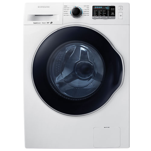 Samsung 2 6 Cu Ft High Efficiency Front Load Steam Washer Ww22k6800aw White Best Buy Canada
