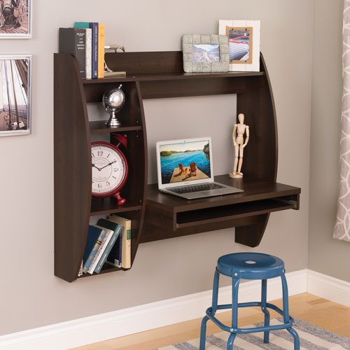 Modern Floating Desk With Shelves Espresso Best Canada Modern Floating Desk With Shelves