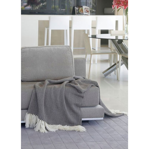 The St. Pierre Home Reen Merino Wool/Mohair Throw Blanket - Light Grey