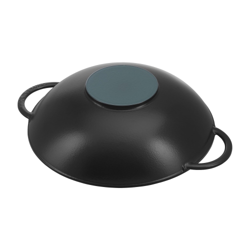 Staub Cast Iron Wok with Glass Lid - Black