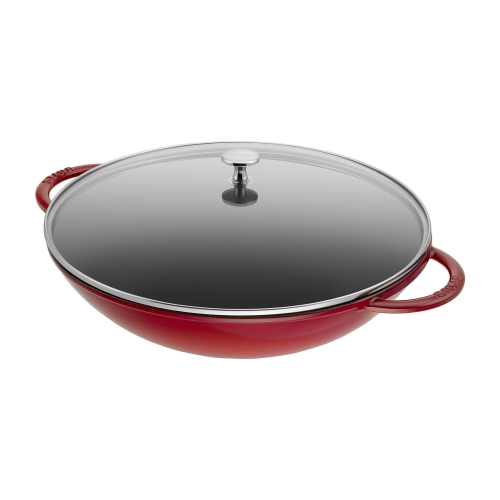 Staub Cherry Red Cast Iron Wok - 14.5" / 37 cm
