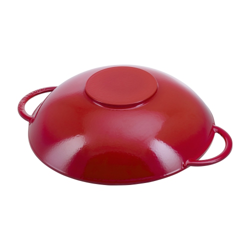 Staub Cherry Red Cast Iron Wok - 14.5" / 37 cm