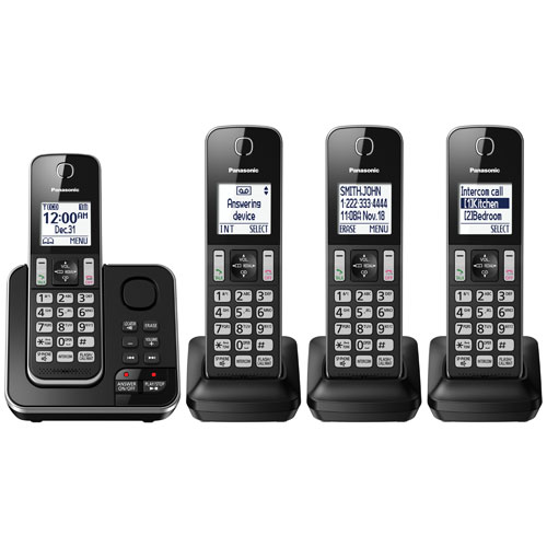Téléphone sans fil DECT à 4 combinés de Panasonic avec répondeur