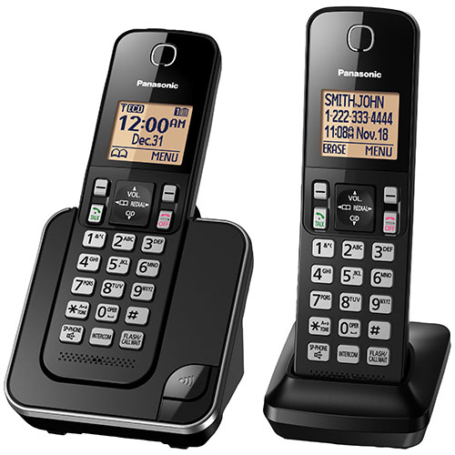 Panasonic 2-Handset DECT Cordless Phone - Black