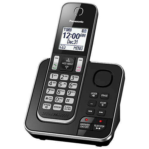 Panasonic 1-Handset DECT Cordless Phone with Answering System - Black