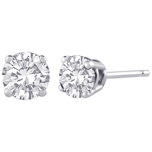 Luxury Stud Earrings in 14K White Gold with 0.10ctw White Round Diamond