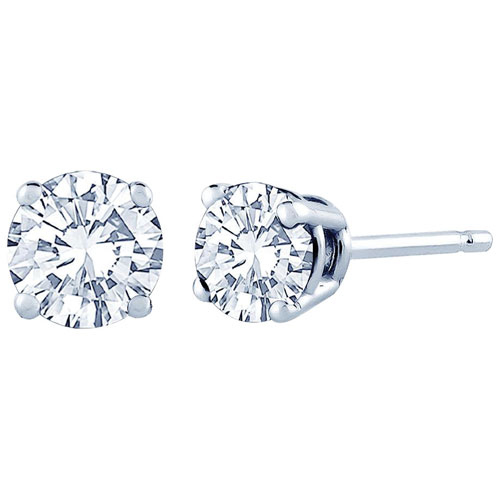 Luxury Stud Earrings in 14K White Gold with 0.15ctw White Round Diamond