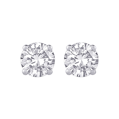 Luxury Stud Earrings in 14K White Gold with 0.50ctw White Round Diamond