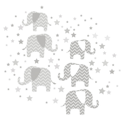 WallPops Elephants: A Ton Of Love Wall Art - Grey