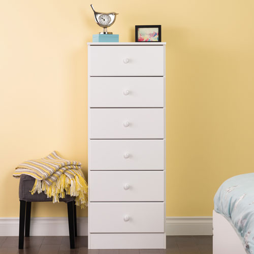 Astrid Transitional 6 Drawer Tall Chest White Best Buy Canada