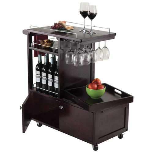 Galen Transitional Entertainment Cart with Serving Tray - Espresso