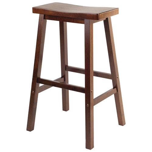 Saddle Seat Transitional Counter Height Barstool - Antique Walnut