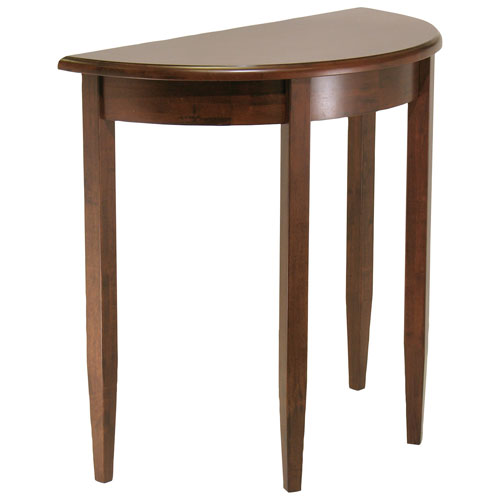 Concord Half Moon Transitional Accent Table - Antique Walnut