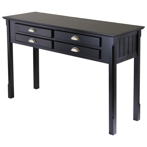 Timber Transitional Rectangular Console Table with Drawers - Smoke
