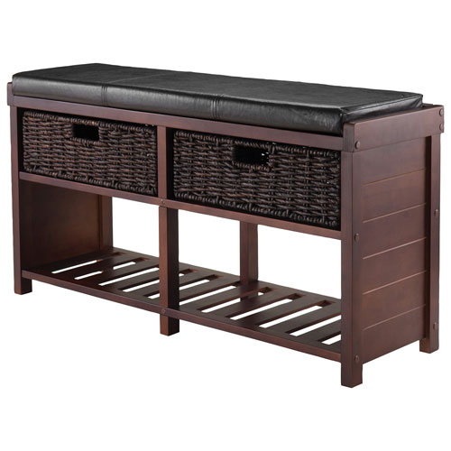 Colin Faux Leather Entryway Bench Cappuccino Best Buy Canada
