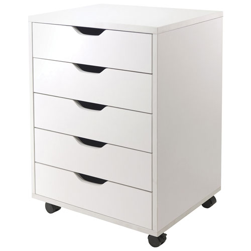 Halifax Contemporary 5-Drawer Mobile Cabinet - White