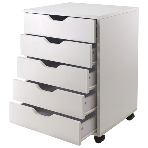 Halifax Contemporary 5-Drawer Mobile Cabinet - White