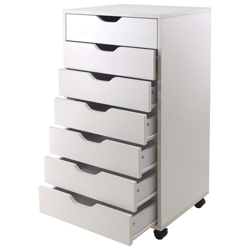 Halifax Contemporary 7-Drawer Mobile Cabinet - White